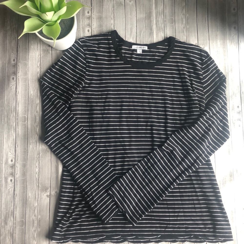 James Perse Long Sleeve Stripe Sheer Top